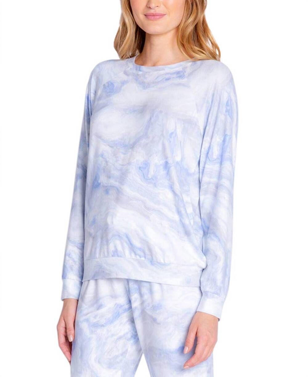 NEW INSOMNIAX printed long sleeve pajama top in blue